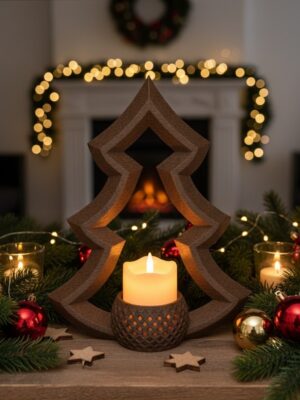 ÁRBOL PORTAVELAS LED - ADORNO 3D