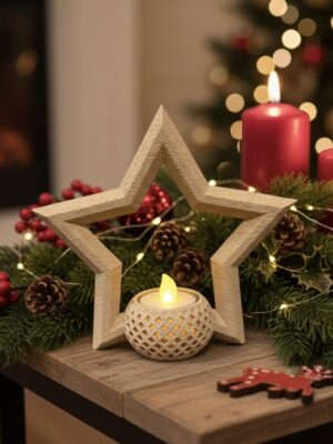 ESTRELLA PORTAVELAS LED - ADORNO 3D