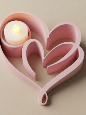 CORAZONES PORTAVELAS LED - ADORNO 3D